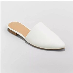 A New Day Pointed Toe White Mules